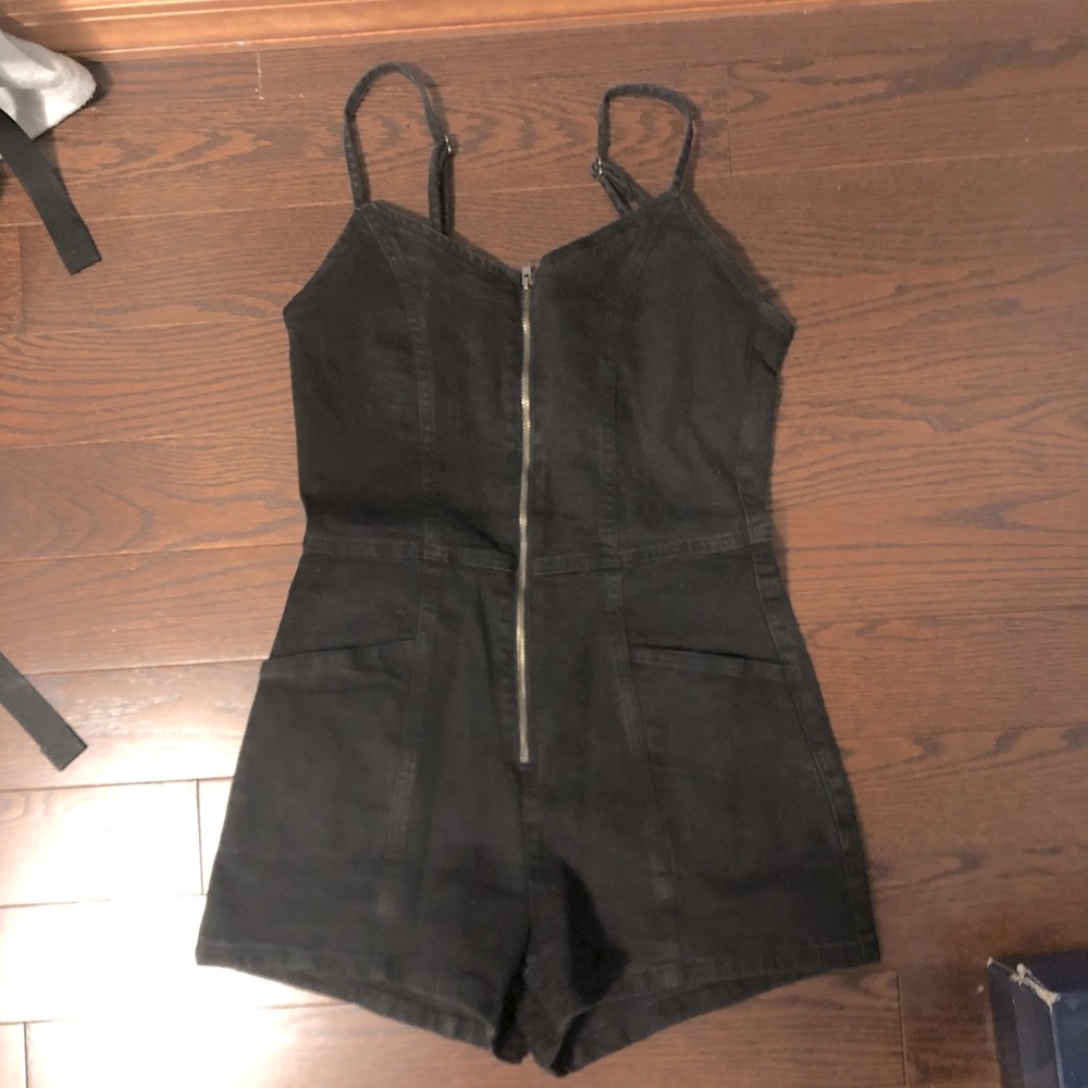 Black Bershka Romper with Zipper front and Pockets